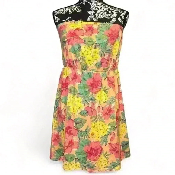 Mossimo - Bright Fun Tropical Strapless Dress- Women’s size LG - Picture 1 of 4
